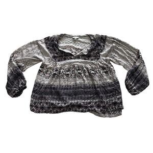 Lucky Brand Women’s SM Long Sleeve Printed Peasant Top